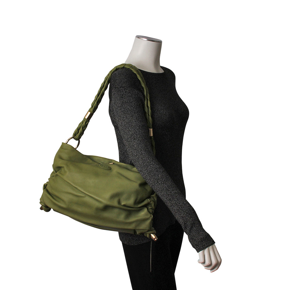 TOD'S Leather Shoulder Bag Green - Picture 5 of 9